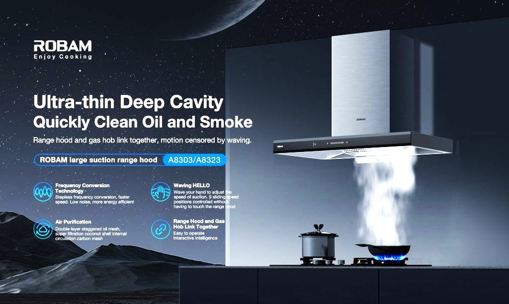 Range Hood | T-shaped type | Model: A8323 | 90cm | Airflow: 1180 m3/hr | Pressure: 1000 Pa | Noise: < 47dB on Low level Fan Speed