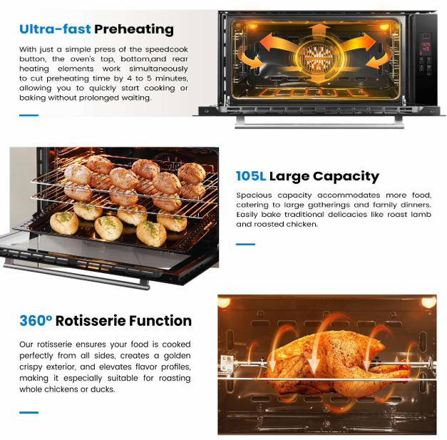 Multifunctional Oven | Model : RQ390 | Capacity - 105L | Touch Control Sensor | Memory Function | Width : 90cm