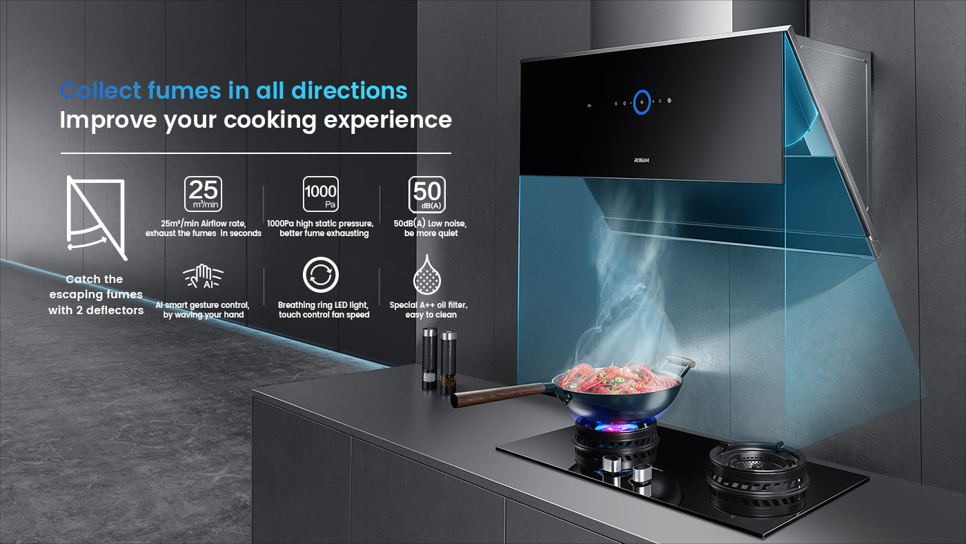 Range Hood | Side Draft type | Model: A675S | 90cm | Airflow: 1500 m3/hr | Pressure: 1000 Pa | Noise: < 50dB | AI Smart Gesture Control