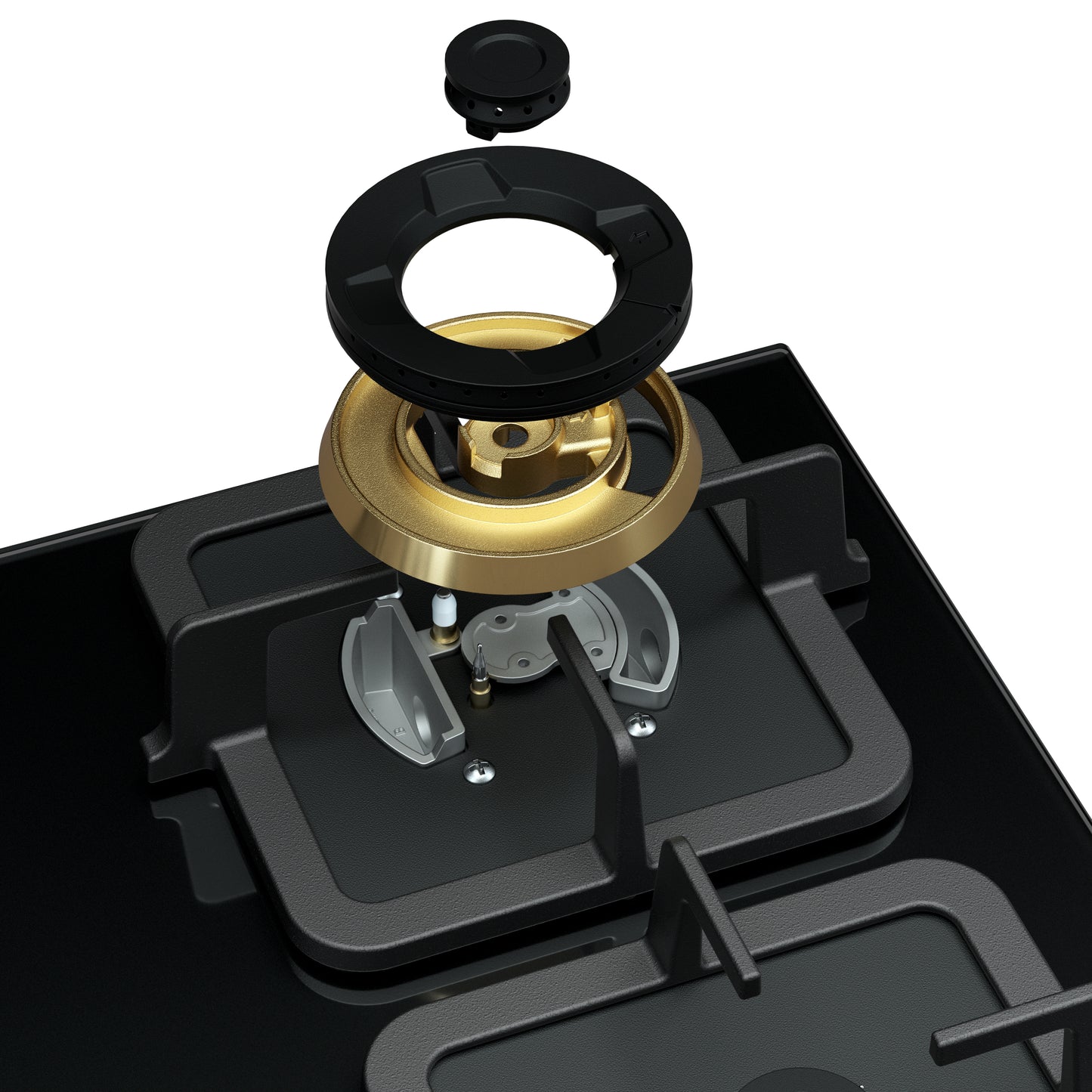 Black Gold Series | Model: B420 | Premium Brass Burners |Explosion Proof 8mm Black Glass | 60cm width