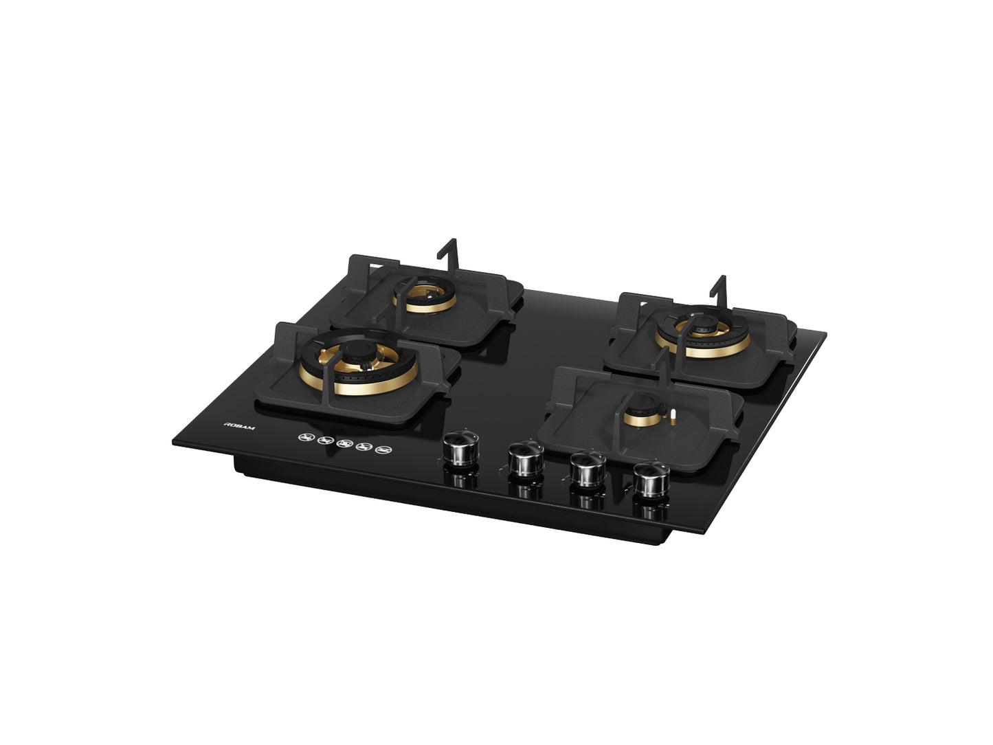 Black Gold Series | Model: B420 | Premium Brass Burners |Explosion Proof 8mm Black Glass | 60cm width
