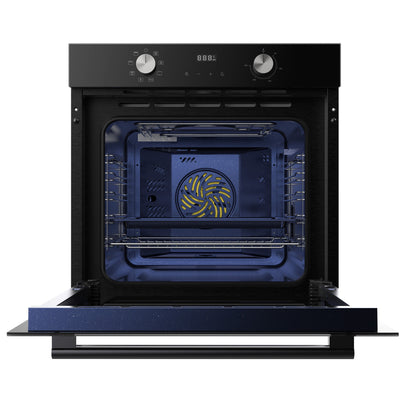 ROBAM RQ330 oven with door open, showing the blue enamel interior