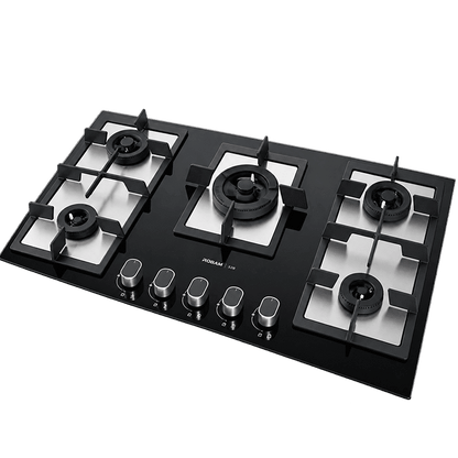 Premium Copper Burners Gas Hob | Model: B582 | Very Large Surface - Accommodates 5 Large Pans | Width: 90cm
