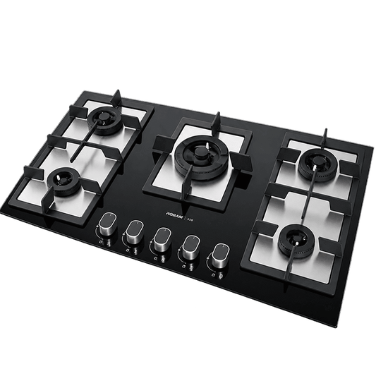 Premium Copper Burners Gas Hob | Model: B582 | Very Large Surface - Accommodates 5 Large Pans | Width: 90cm