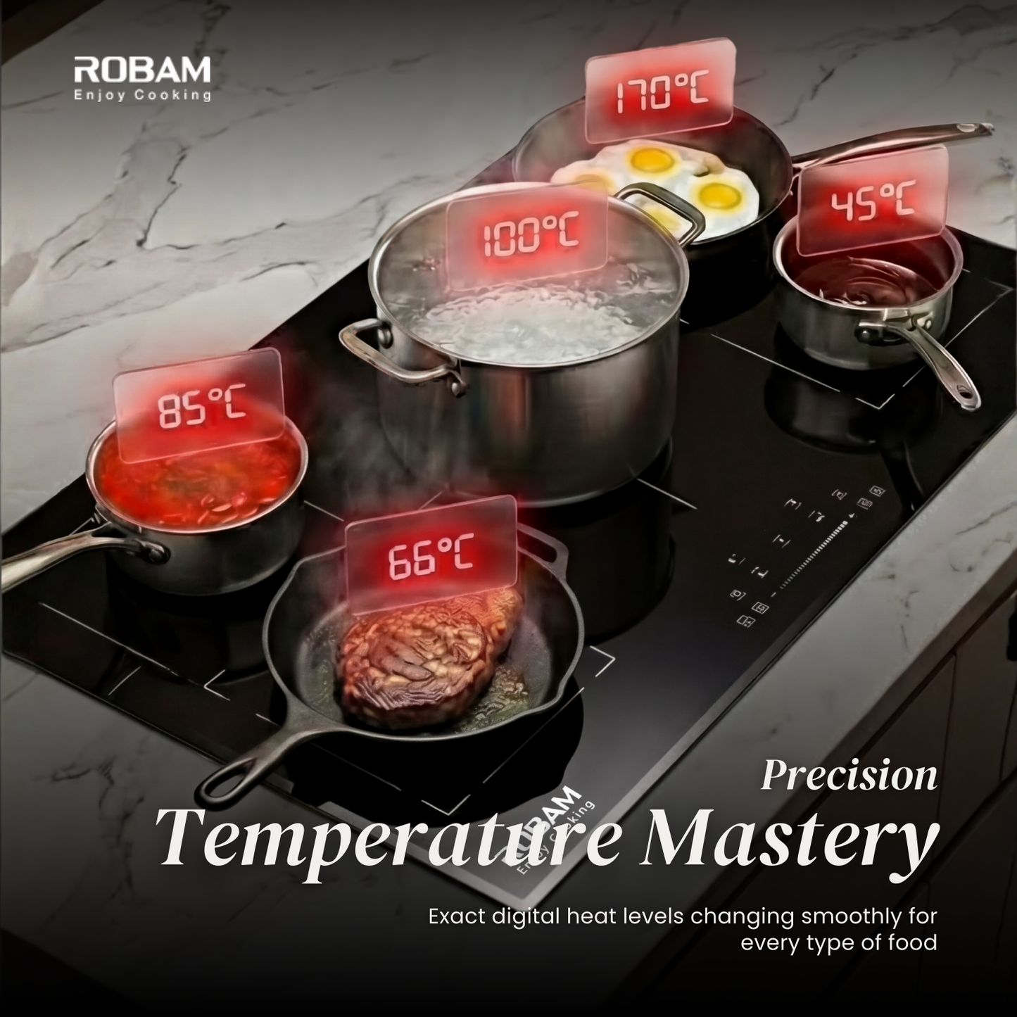 High Power Induction Hob | Full Flexi Induction Zone | Model: JZD-9W6H50 | Pioneer Free Style Cooking | Automatic Power Off Protection | Width : 90cm