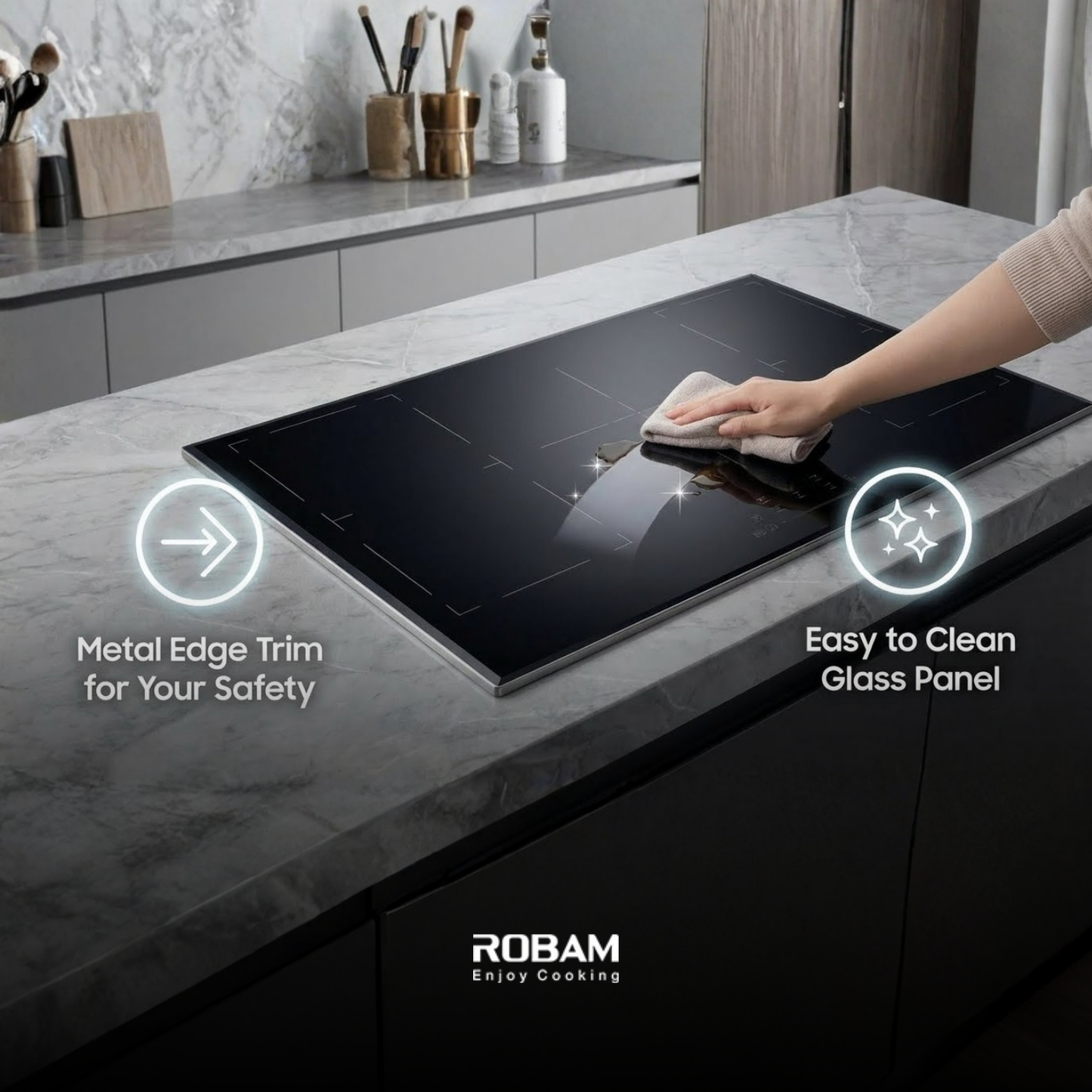 High Power Induction Hob | Full Flexi Induction Zone | Model: JZD-9W6H50 | Pioneer Free Style Cooking | Automatic Power Off Protection | Width : 90cm