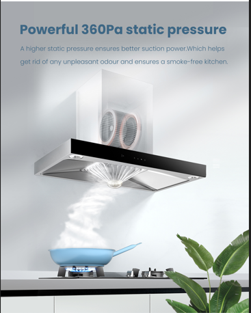 Range Hood | T-shaped type | Model: 85H1 | 90cm | Airflow: 1080 m3/hr | Pressure: 360 Pa | Noise: < 55dB