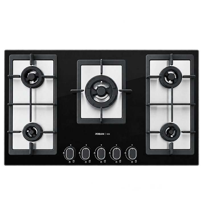 Premium Copper Burners Gas Hob | Model: B582 | Very Large Surface - Accommodates 5 Large Pans | Width: 90cm