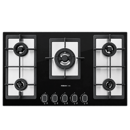 Premium Copper Burners Gas Hob | Model: B582 | Very Large Surface - Accommodates 5 Large Pans | Width: 90cm