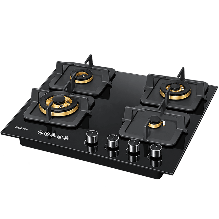 Black Gold Series | Model: B420 | Premium Brass Burners |Explosion Proof 8mm Black Glass | 60cm width