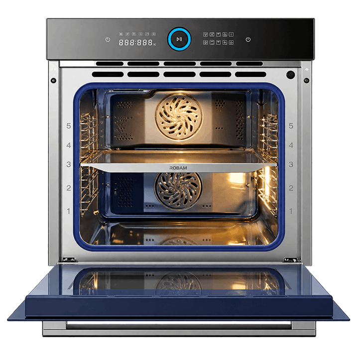 Professional Oven For Home | Model: RQ335 | Full Black Color Unit | Dual Fans | Dual Temperature In Same Cavity |  Width: 60cm