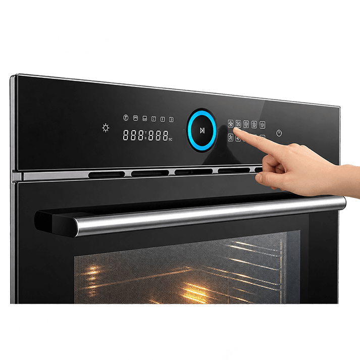 Professional Oven For Home | Model: RQ335 | Full Black Color Unit | Dual Fans | Dual Temperature In Same Cavity |  Width: 60cm