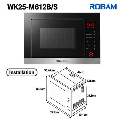 High Power Microwave Oven | Built-in | Model: M612S | Width: 60cm | Capacity:  25L | Power: 1450W