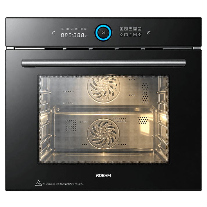Professional Oven For Home | Model: RQ335 | Full Black Color Unit | Dual Fans | Dual Temperature In Same Cavity |  Width: 60cm