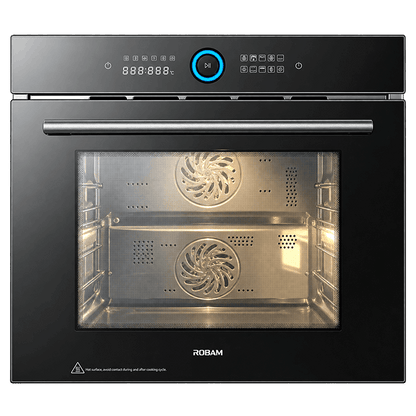 Professional Oven For Home | Model: RQ335 | Full Black Color Unit | Dual Fans | Dual Temperature In Same Cavity |  Width: 60cm