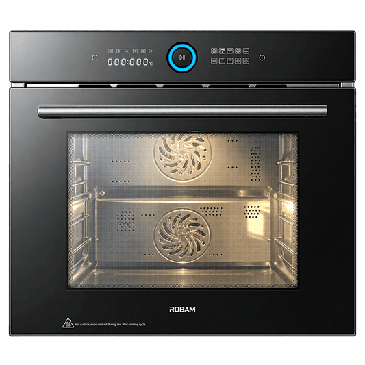 Professional Oven For Home | Model: RQ335 | Full Black Color Unit | Dual Fans | Dual Temperature In Same Cavity |  Width: 60cm