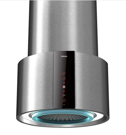 Robam Island Type Range Hood | Modern Tubular Design Range Hood | Model: 9100 | Powerful Motor - Airflow: 1140 m3/hr | Max Static Pressure: 350 Pa | Noise: < 68dB