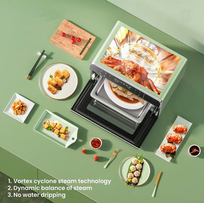 Robam Combi Steam Oven with Air Fryer | New Free Standing Oven | Multiple Cooking Modes | 1°C precise temperature control | Model: CT752 | Colors: Mint Green , Seasalt Blue & Garnet Red