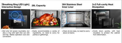 Compact Oven with Microwave | Model: CQ935 | Inverter Flat Bed Microwave | Dual Drive Roasting | 26L | Full Black Design