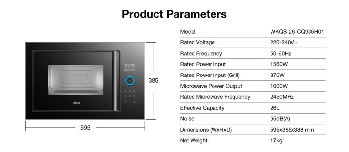 Compact Oven with Microwave | Model: CQ935 | Inverter Flat Bed Microwave | Dual Drive Roasting | 26L | Full Black Design