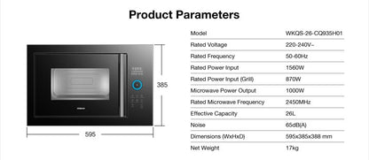 Compact Oven with Microwave | Model: CQ935 | Inverter Flat Bed Microwave | Dual Drive Roasting | 26L | Full Black Design