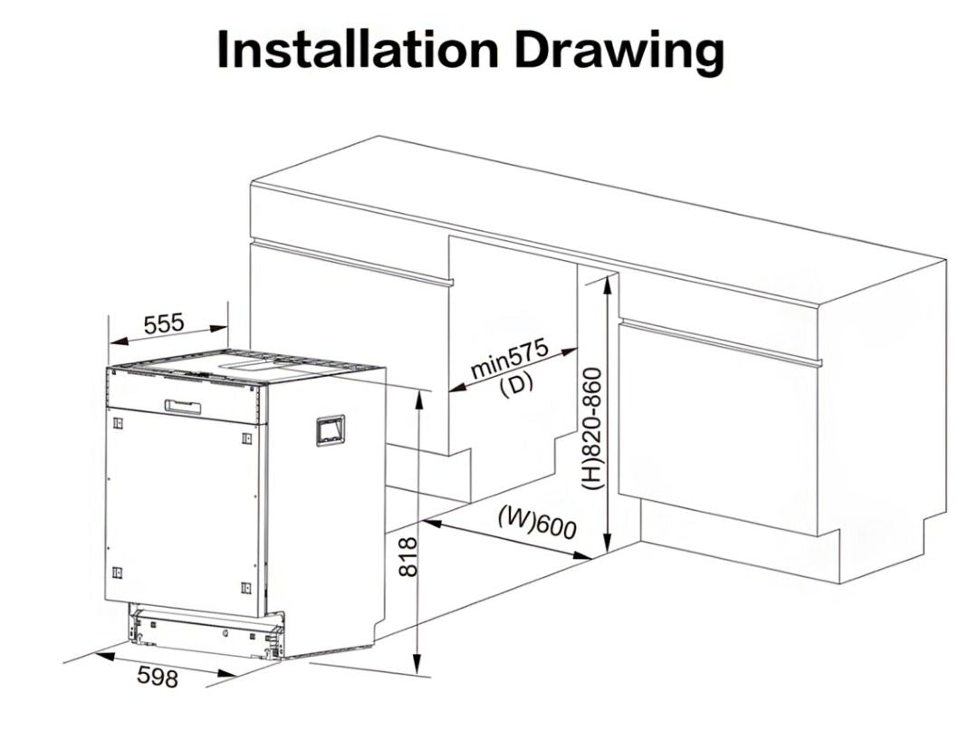 Robam Dishwasher | Built-In | Model: W653 | Dual ArmSpray | Capacity: 14sets