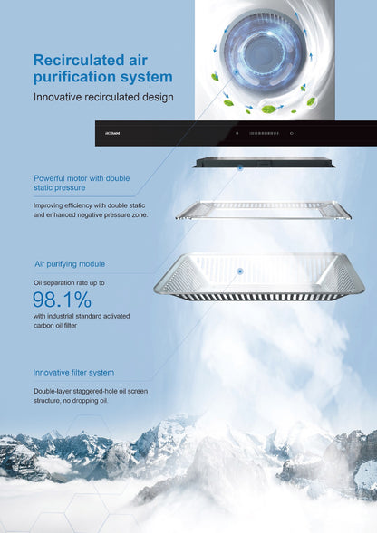 Range Hood | T-shaped type | Model: A832 | 90cm | Airflow: 1020 m3/hr | Pressure: 800 Pa | Noise: < 56dB