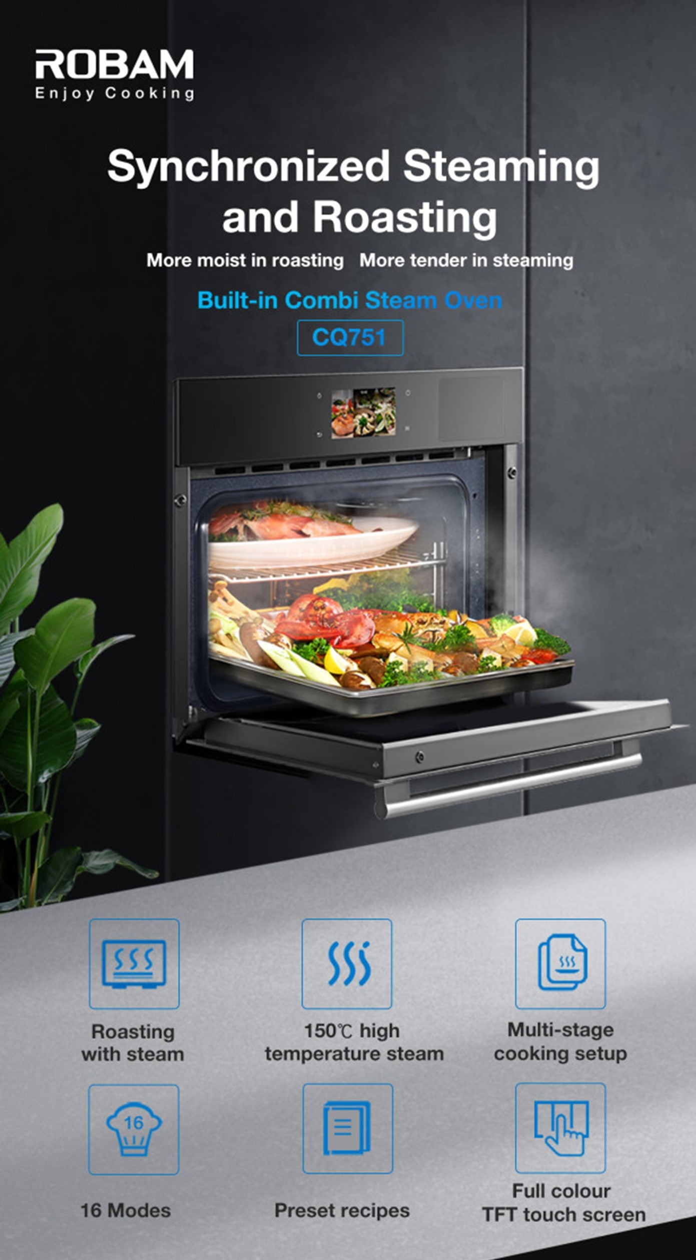 Combination Convection + Steam Oven | Built-in | Model: CQ751 | Width: 60cm