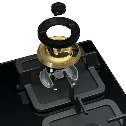 Black Gold Series | Model: B520 | High Power Brass Burners | Explosion Proof 8mm Black Glass | 90cm width