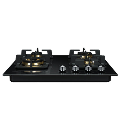 Black Gold Series | Model: B420 | Premium Brass Burners |Explosion Proof 8mm Black Glass | 60cm width