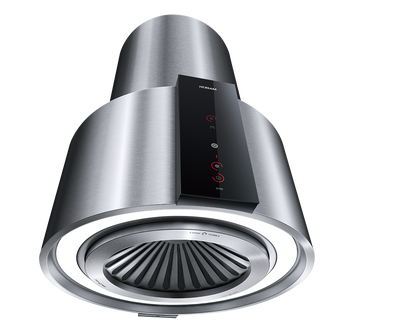 Robam Island Type Range Hood | Modern Tubular Design Range Hood | Model: 9100 | Powerful Motor - Airflow: 1140 m3/hr | Max Static Pressure: 350 Pa | Noise: < 68dB