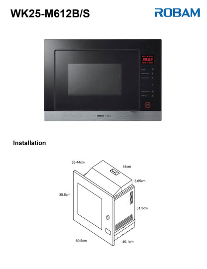 High Power Microwave Oven | Built-in | Model: M612S | Width: 60cm | Capacity:  25L | Power: 1450W